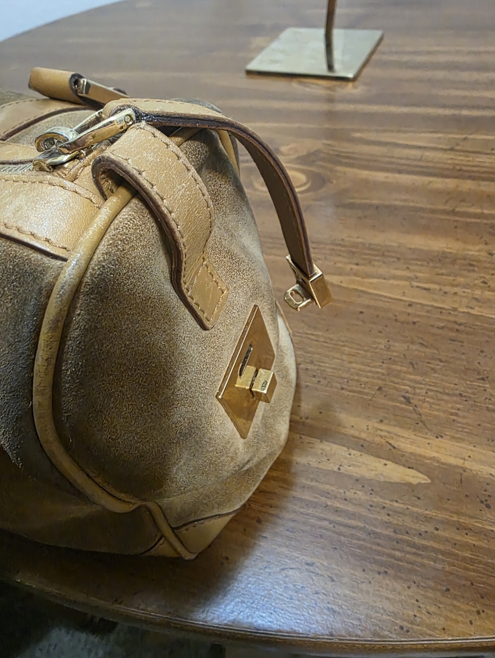 Gucci  Boston Brown/Tan Suede  Bag With C.O.A. - Picture 9 of 11